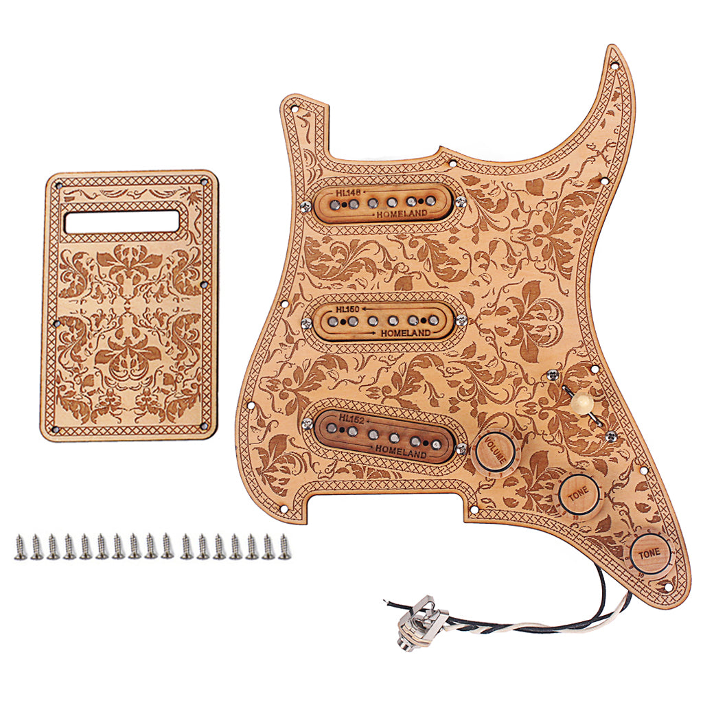 Prewired-Loaded SSS maple wood Pickguard Alnico V Pickups for Strat Guitar