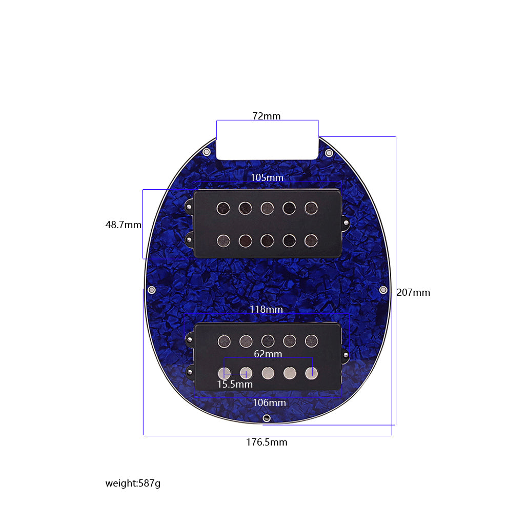 Prewired-Loaded 5-strings Guitar HH Humbucker Pickup pickguard