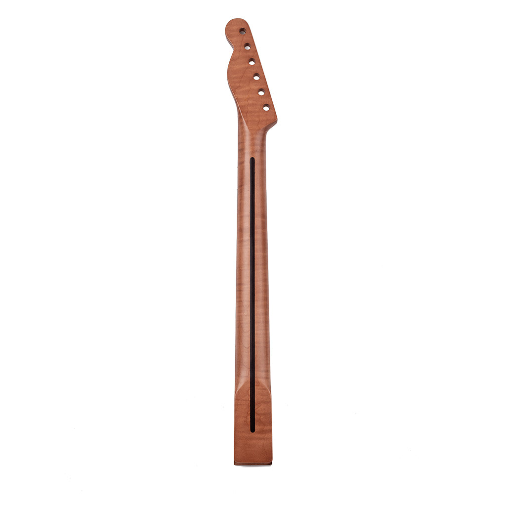 22 Fret Tiger Flame Maple Guitar Neck Replacement Maple TL Electric Guitar Neck with black wood Natural Glossy