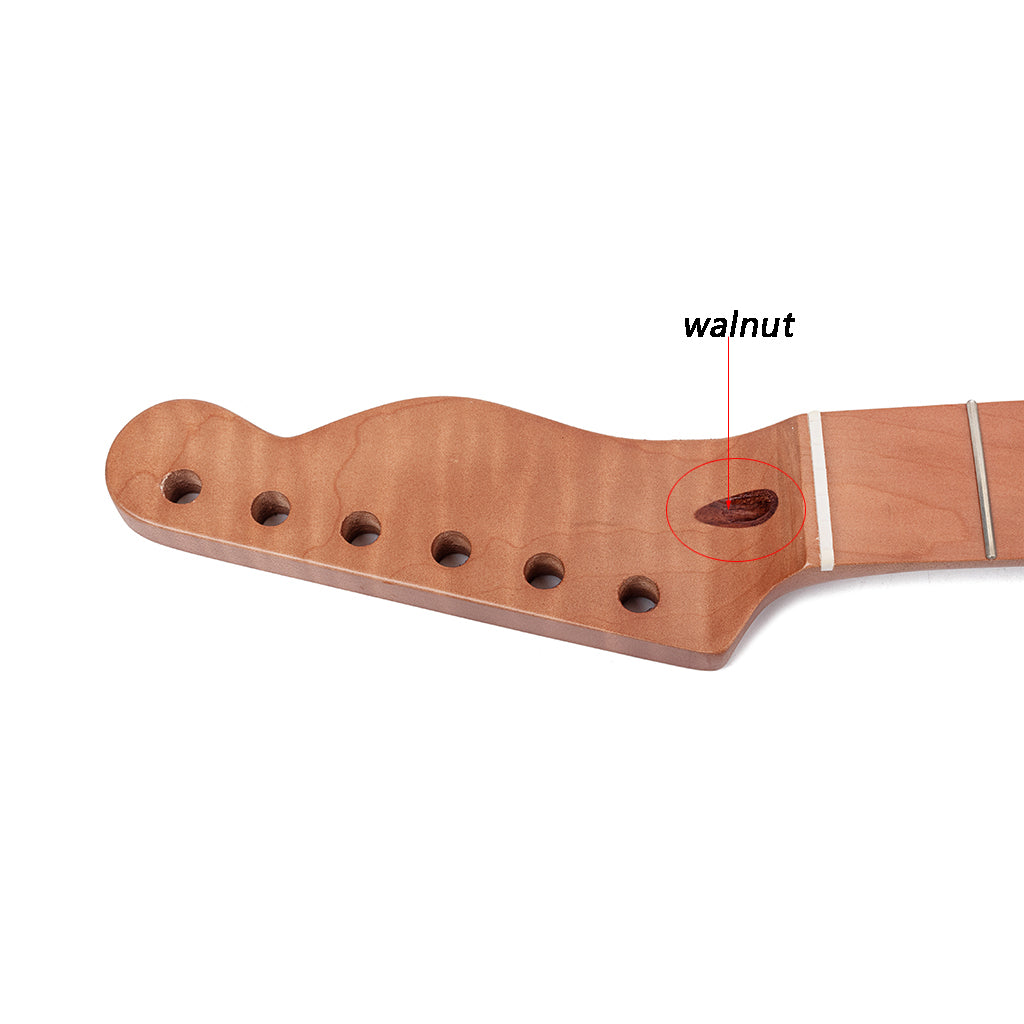 22 Fret Tiger Flame Maple Guitar Neck Replacement Maple TL Electric Guitar Neck with black wood Natural Glossy