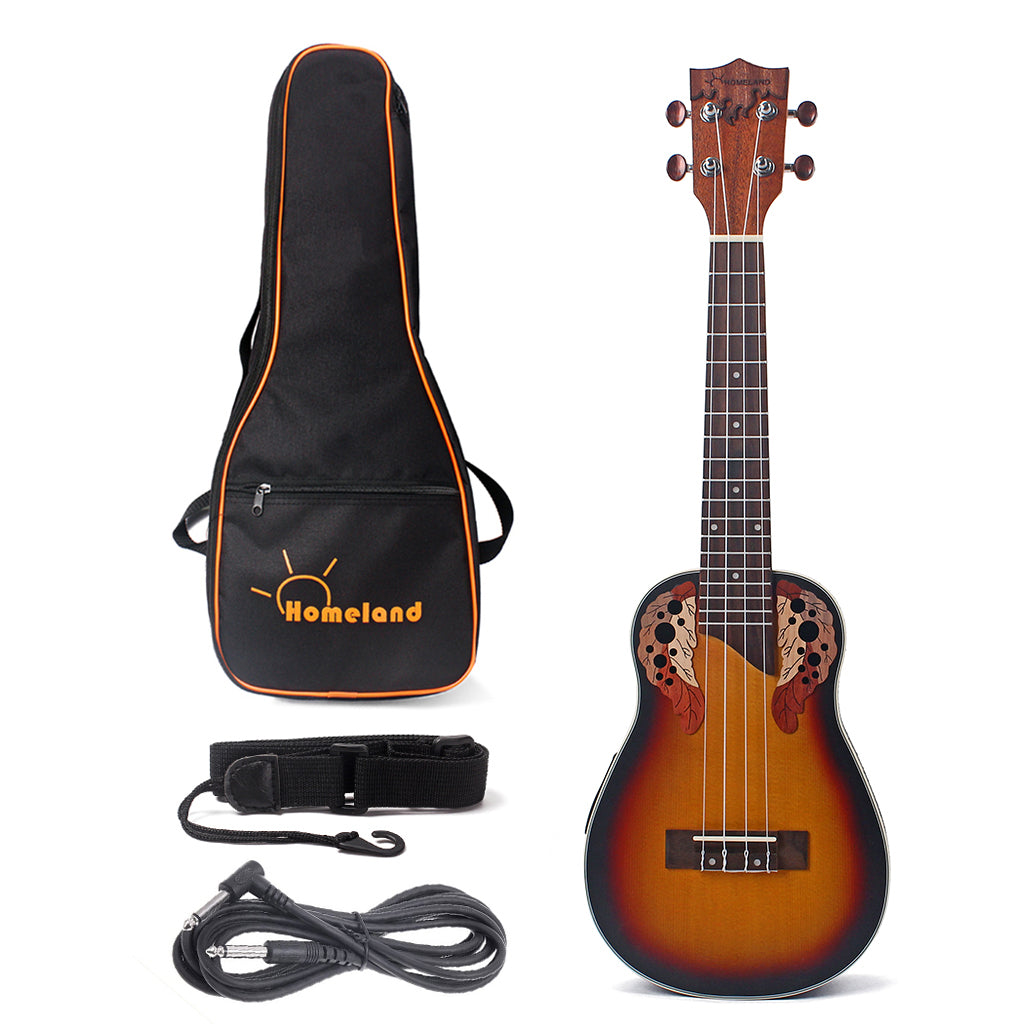23 inch Compact Ukulele with Hawaiian Iische Spruce and Rosewood Ukulele Built-in EQ Bracket