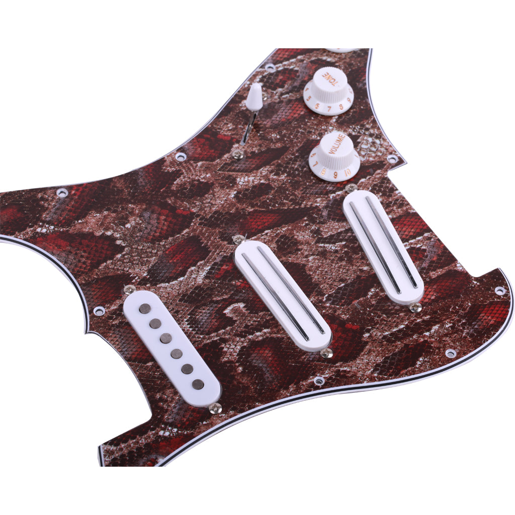 3ply Prewired Loaded Pickguard Dual Rail Humbucker for Strat Guitar Snake Skin