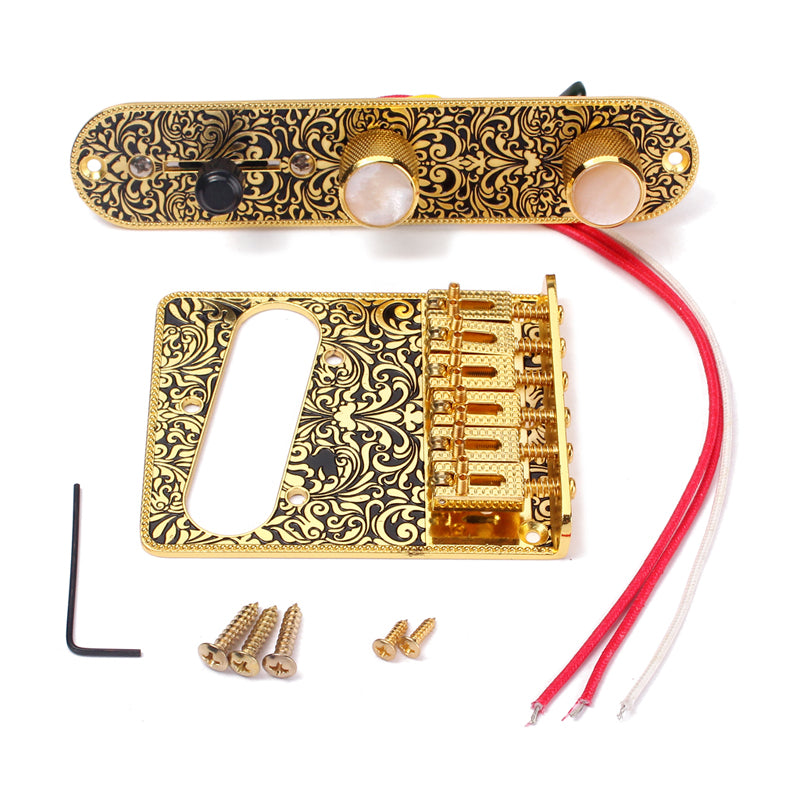 Bridge with 3 Way Switch Control Knob Plate for Electric Guitar Set