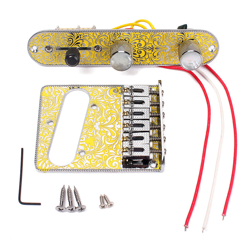 Bridge with 3 Way Switch Control Knob Plate for Electric Guitar Set