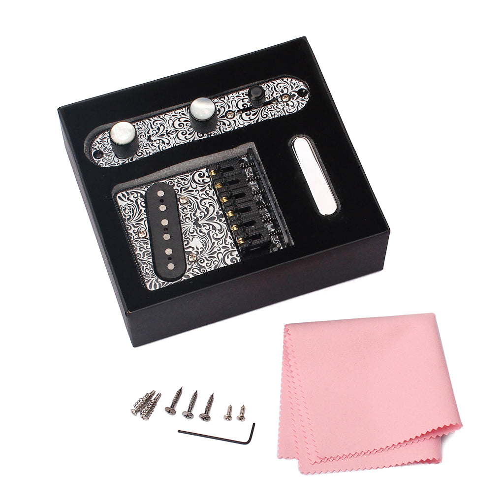 Guitar Bridge & Cupronickel Pickup & 3 Way Switch Control Knob Plate Set