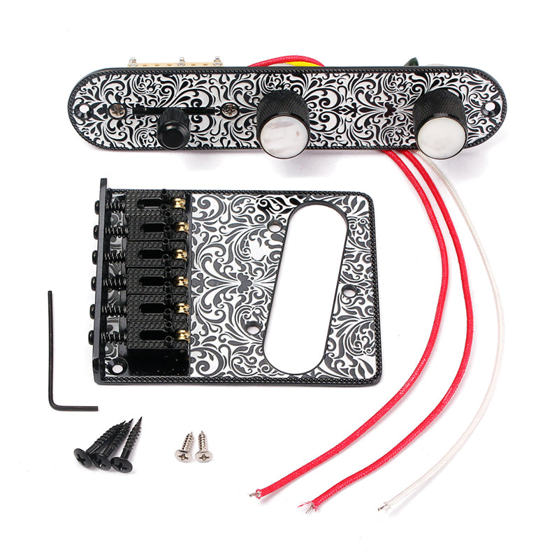 Bridge with 3 Way Switch Control Knob Plate for Electric Guitar Set