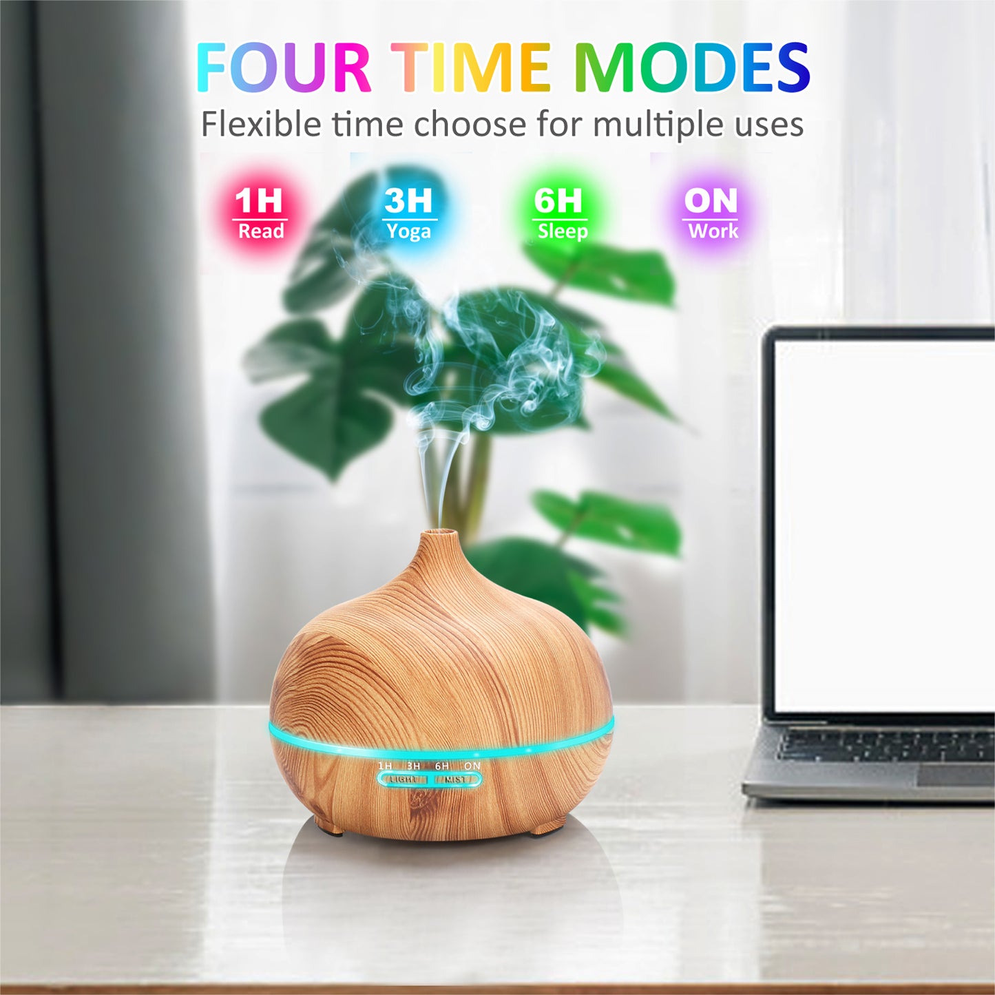 Essential Oil Diffuser with Bluetooth Speaker,400ml Aroma Diffuser,Aromatherapy Diffuser Humidifier with 4 Timer Waterless Auto Shut-Off Cool Mist Humidifier for Home Office