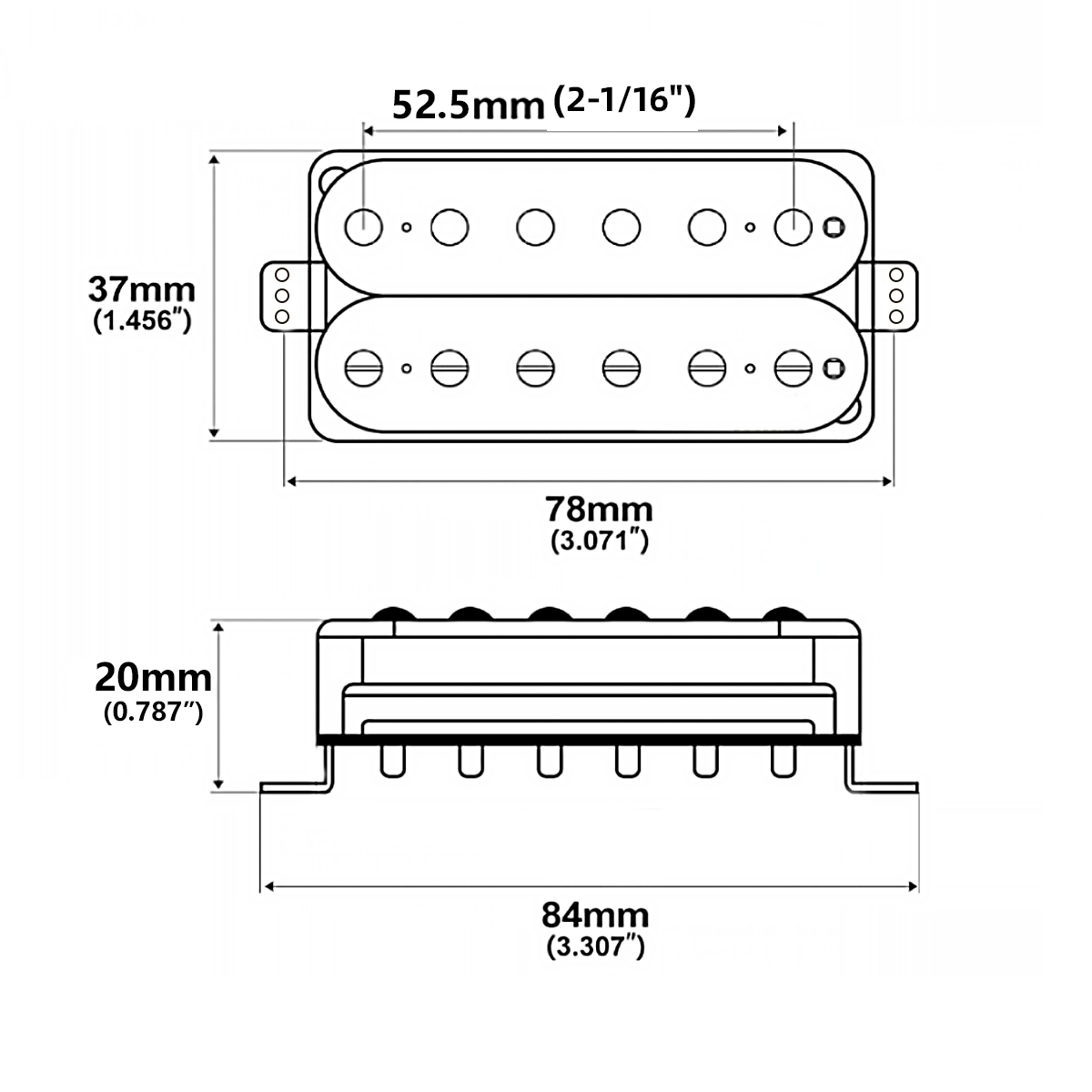 Bridge Humbucker Pickup 52.5mm Open Style Electric Guitar Pickup Perfect for Blues,Country,Punk,Hard Rock and Metal