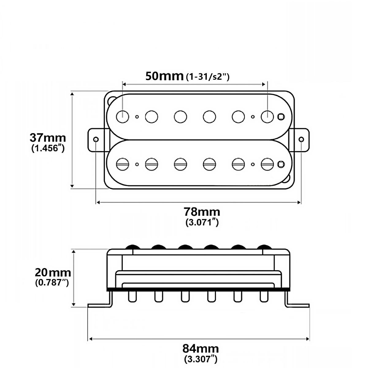 Bridge Humbucker Pickup 52.5mm Open Style Electric Guitar Pickup Perfect for Blues,Country,Punk,Hard Rock and Metal