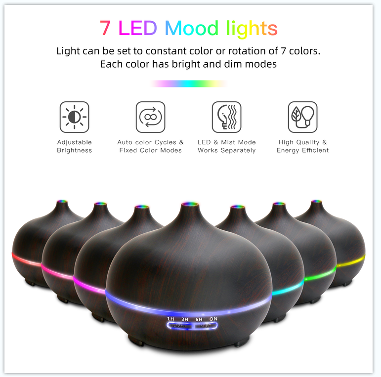 Essential Oil Diffuser with Bluetooth Speaker,400ml Aroma Diffuser,Aromatherapy Diffuser Humidifier with 4 Timer Waterless Auto Shut-Off Cool Mist Humidifier for Home Office