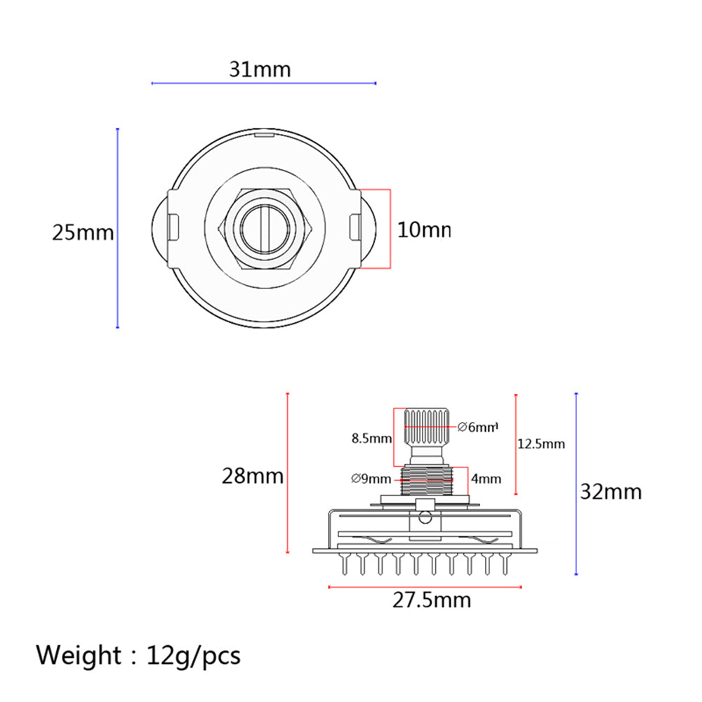 Guitar Amplifier Audio Lamp Rotary Switches Selector 3-  Pole 4-Position Guitar Potentiometers