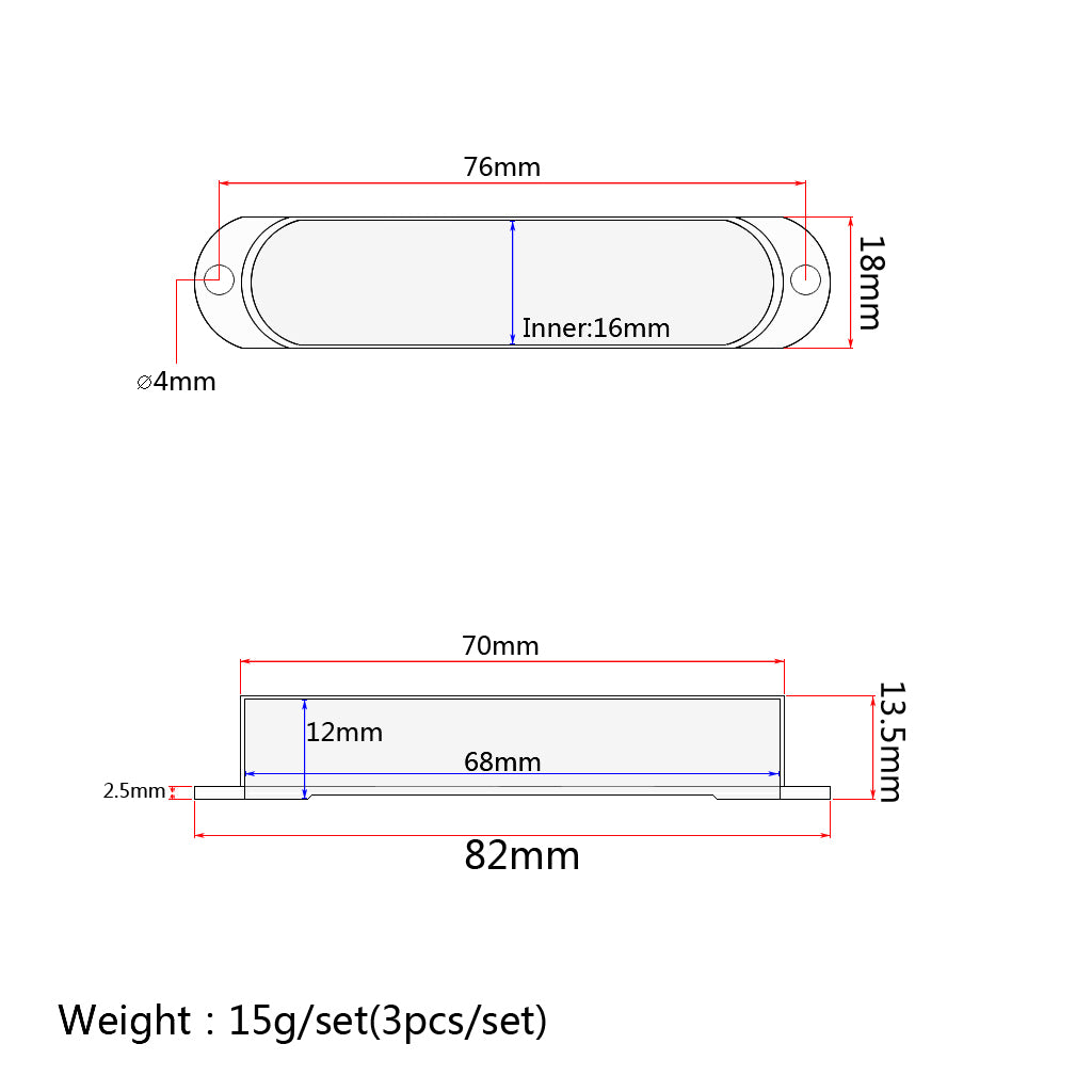 1 Set of 3pcs Matte  Sealed Closed Single Coil Pickup Covers For Electric Guitar Pickup Lid/Shell/Top