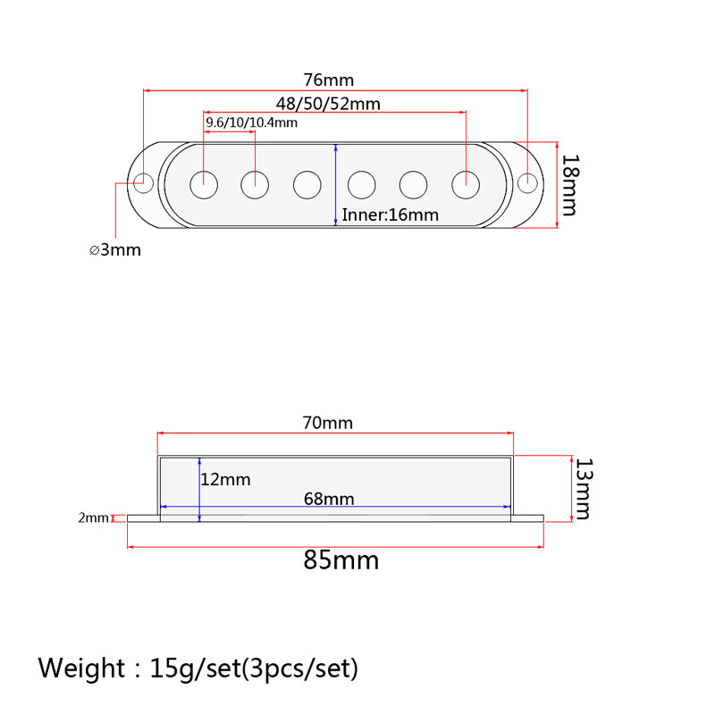 3 Single Coil ST Guitar Pickup Covers