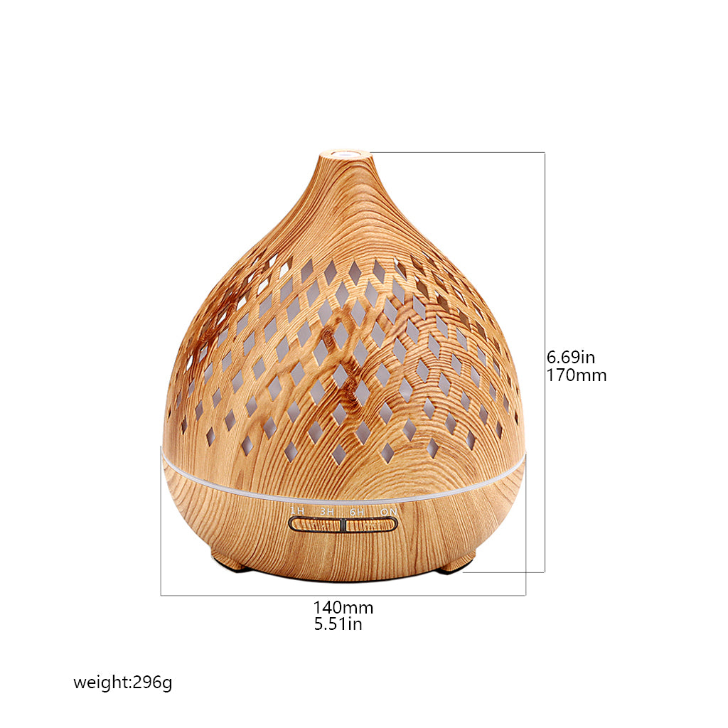 Aromatherapy Essential Oil Diffuser Wood Grain Remote Control Ultrasonic Air Humidifier Cool with 7 Color Lights For Home