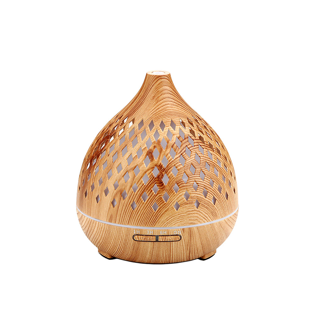 Aromatherapy Essential Oil Diffuser Wood Grain Remote Control Ultrasonic Air Humidifier Cool with 7 Color Lights For Home