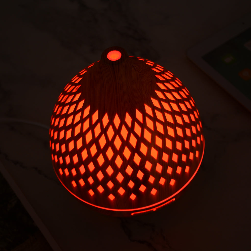 Aromatherapy Essential Oil Diffuser Wood Grain Remote Control Ultrasonic Air Humidifier Cool with 7 Color Lights For Home