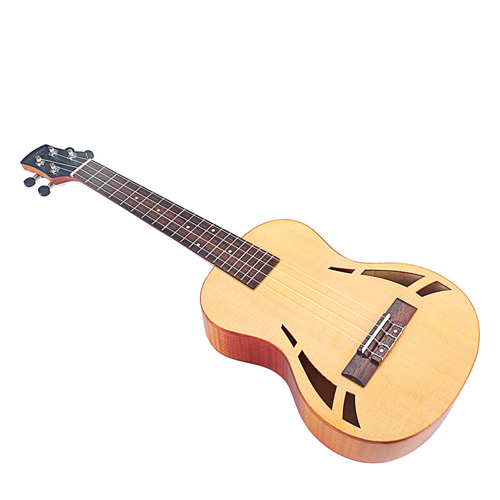 Ukulele Acoustic Guitar Cutaway Wood Thin Soundhole 4 String Tie Bridge 26 Inch 19 Fret