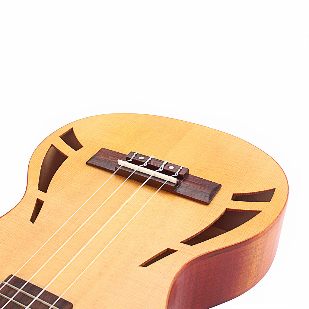 Ukulele Acoustic Guitar Cutaway Wood Thin Soundhole 4 String Tie Bridge 26 Inch 19 Fret