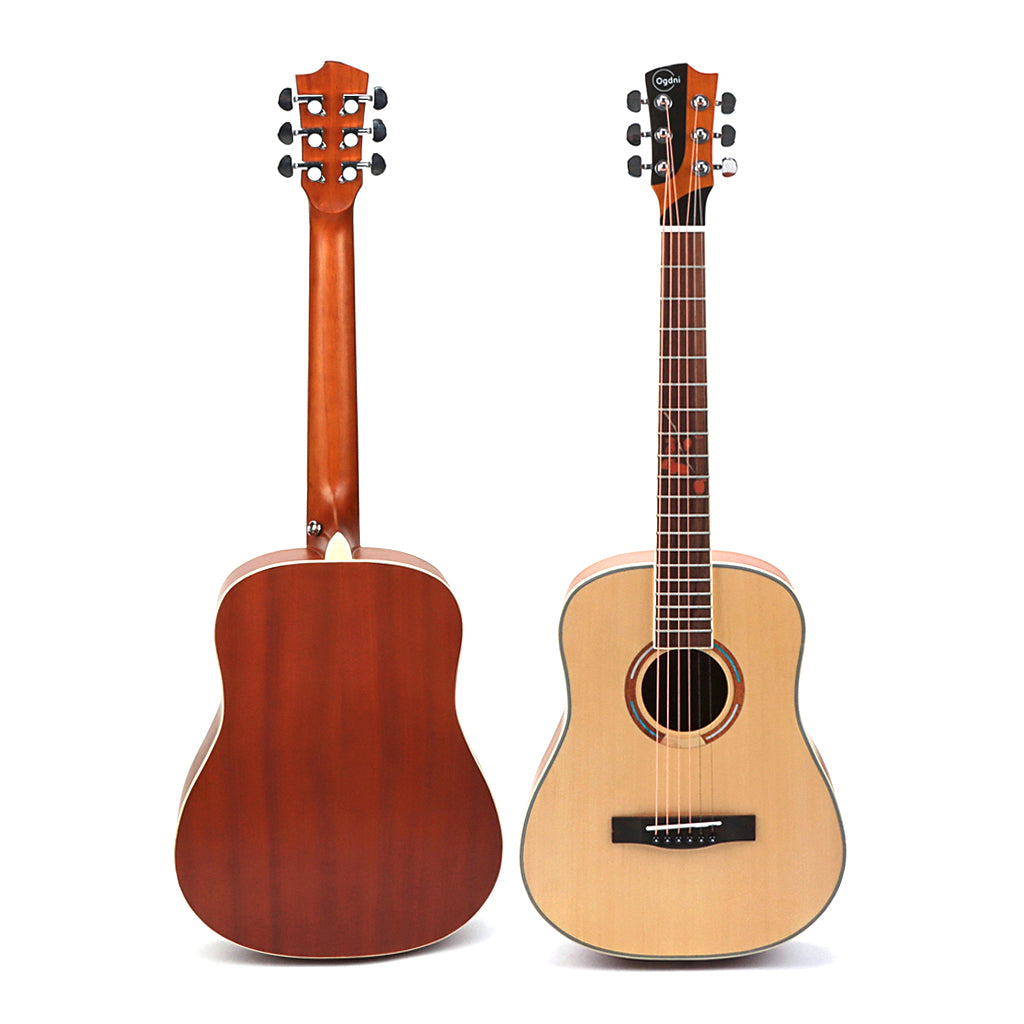 Acoustic Guitar 6 String Natural Cutaway 34 Inch Folk Guitar High Glossy Spruce Wood Top with