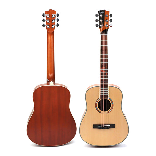 Acoustic Guitar 6 String Natural Cutaway 34 Inch Folk Guitar High Glossy Spruce Wood Top with