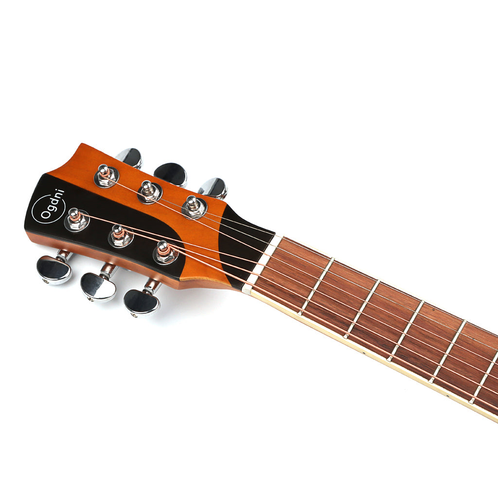 Acoustic Guitar 6 String Natural Cutaway 34 Inch Folk Guitar High Glossy Spruce Wood Top with