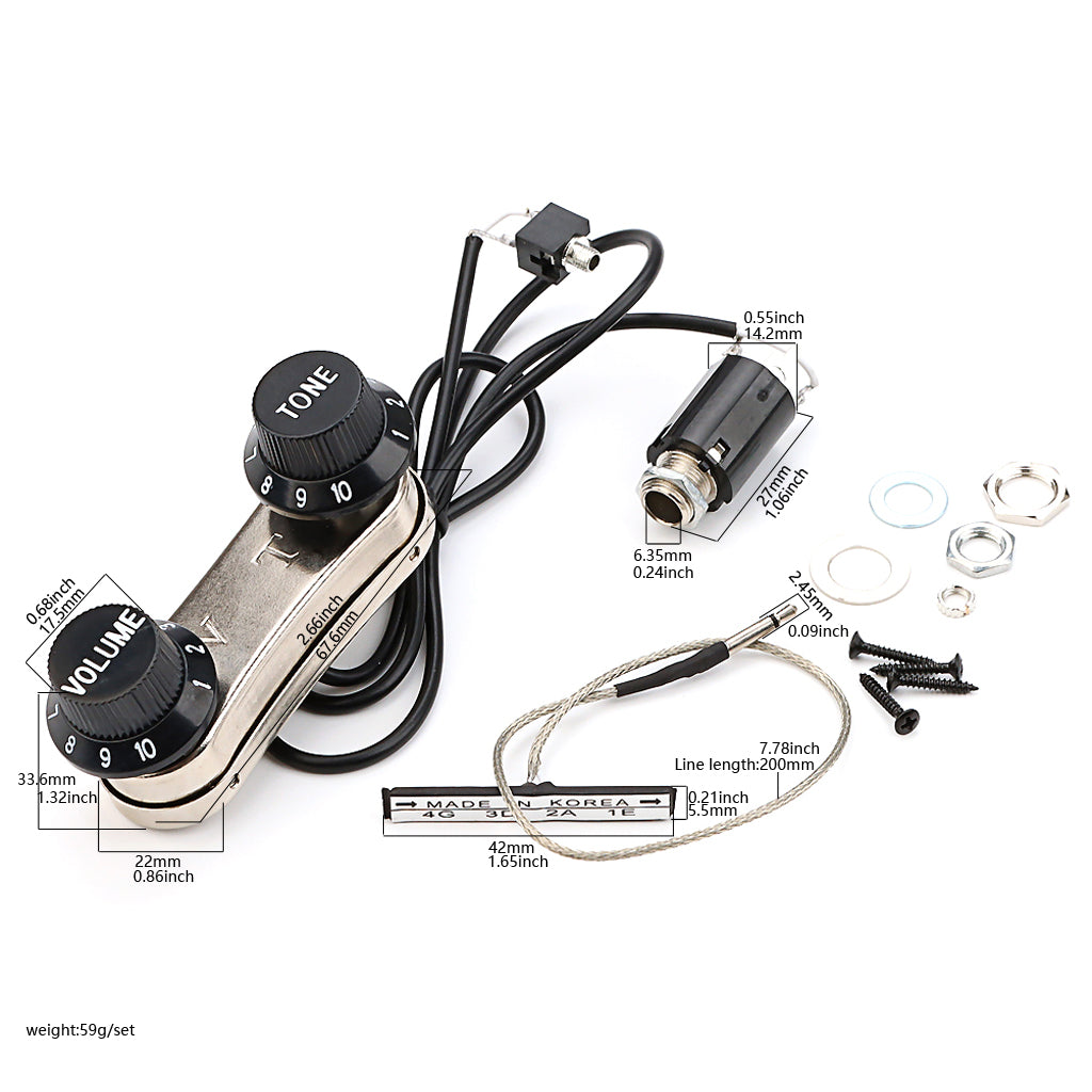 Violin Pickup Piezo Transducer Bridge Set with Tone Volume Knob for Violin Parts