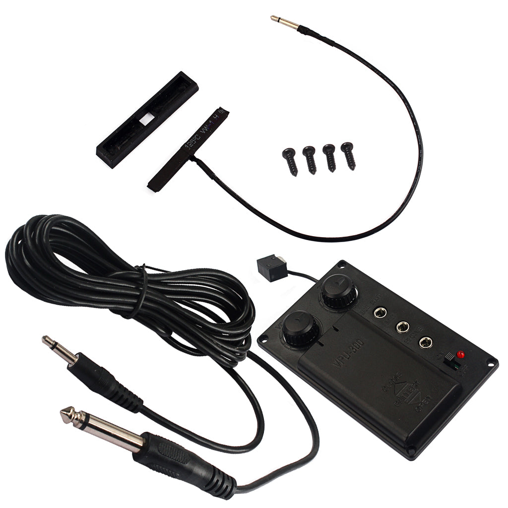 Electric Violin Silent EQ Pickup Piezo with Headphone Plug Hole Cable Set