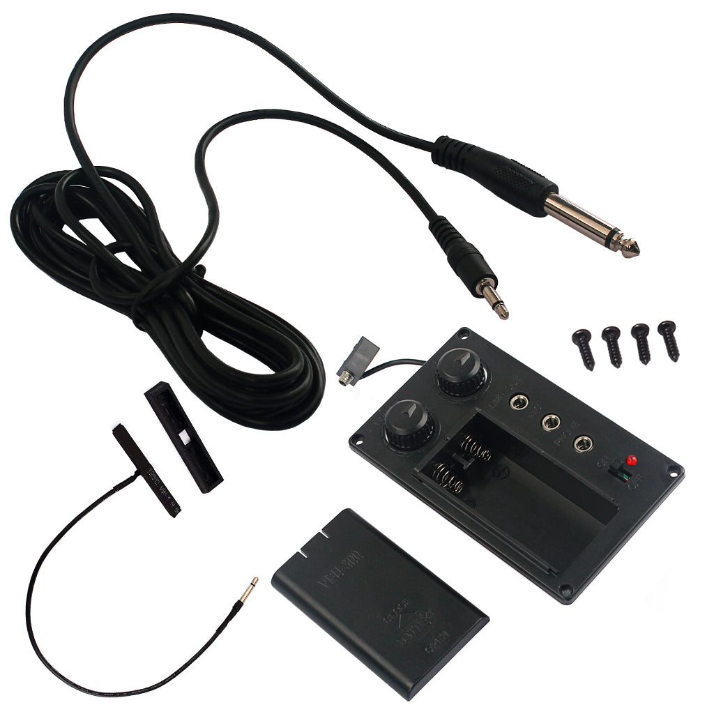 Electric Violin Silent EQ Pickup Piezo with Headphone Plug Hole Cable Set