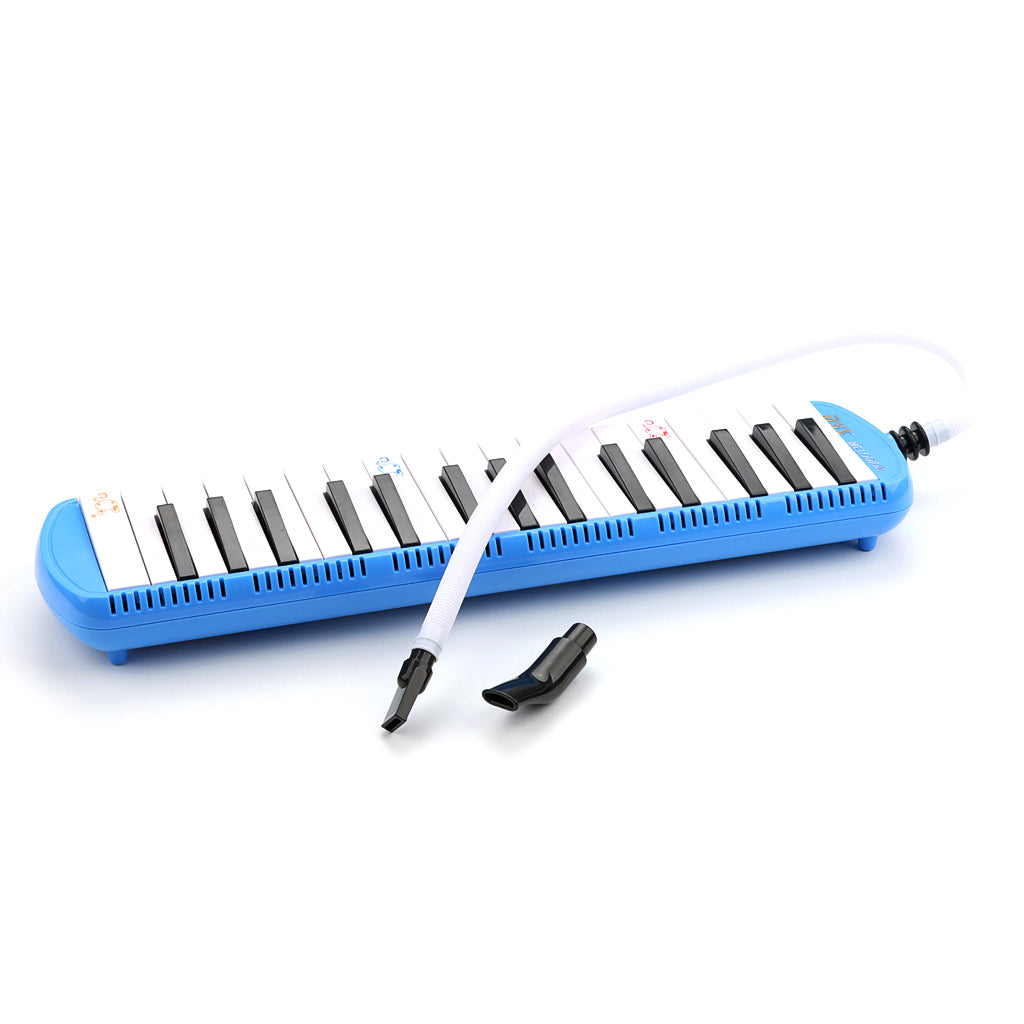 32 Key Melodica Set Piano Style Portable Wind Musical Instrument with Mouthpiece Tube Blue