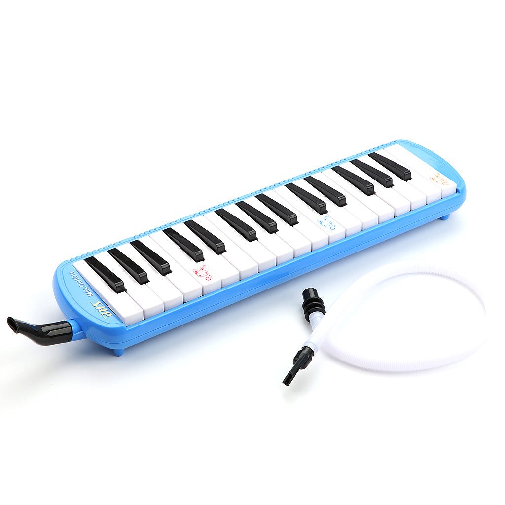 32 Key Melodica Set Piano Style Portable Wind Musical Instrument with Mouthpiece Tube Blue