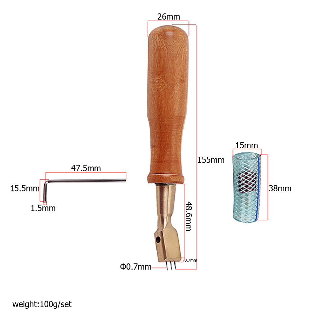 4.5 Inch Adjustable Jujube Wood Piano Hammer Fixed Elbow Pin Voicing Tool with Hardwood Handle for Piano