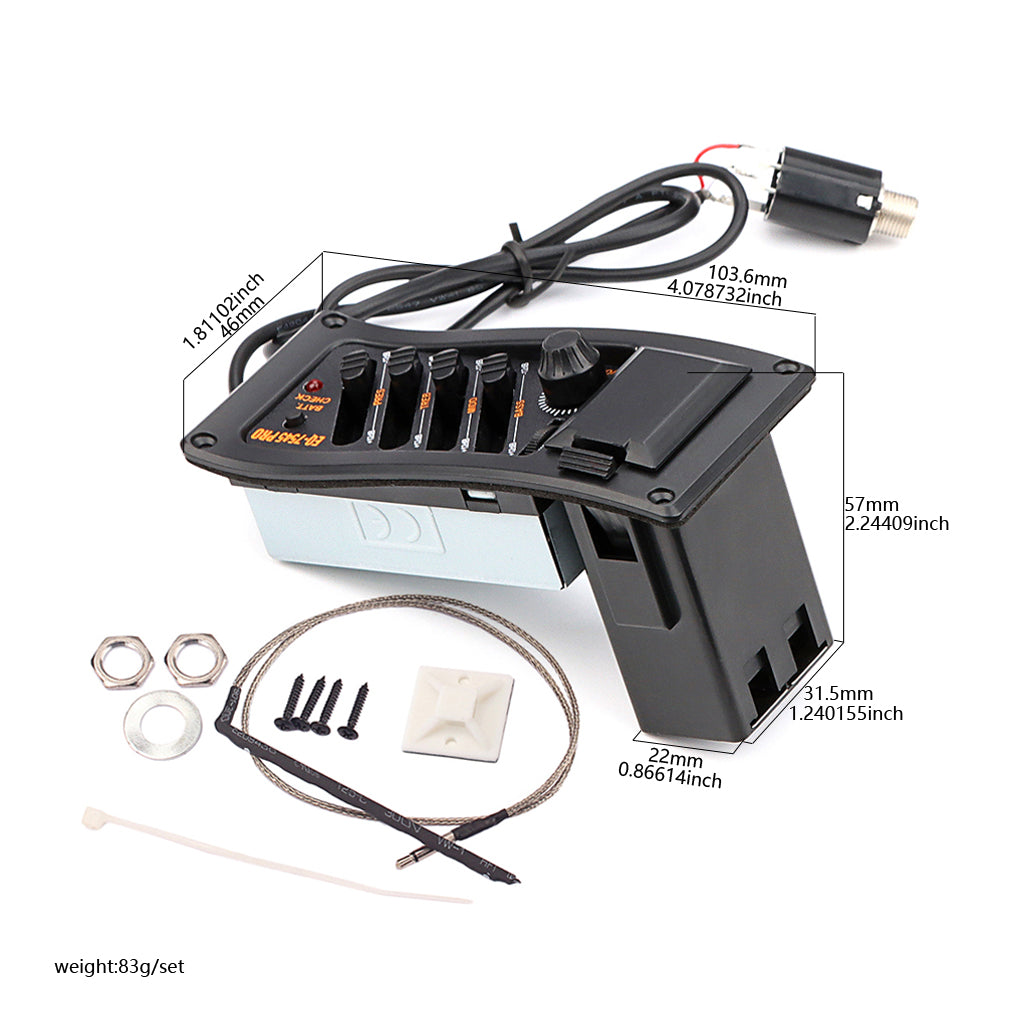 4 Band EQ-7545R Preamp Amplifier Equalizer Tuner Piezo Pickup with Mic for Acoustic Guitars