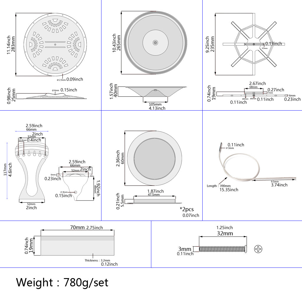 Resonator Cones Soundhole Screens Tailpiece Spider Bridge Saddle Set for Dobro Resonator Guitar Parts