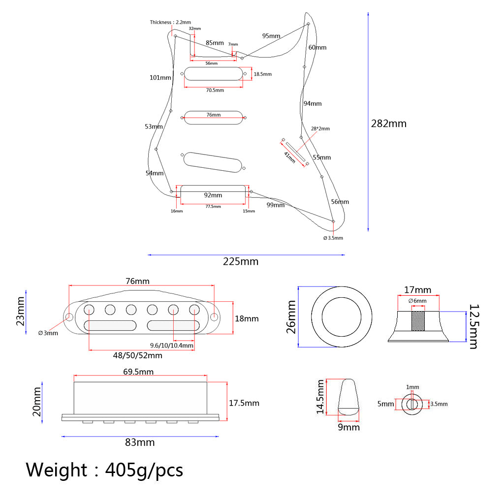 3-ply Loaded Prewired Pickguard SSS