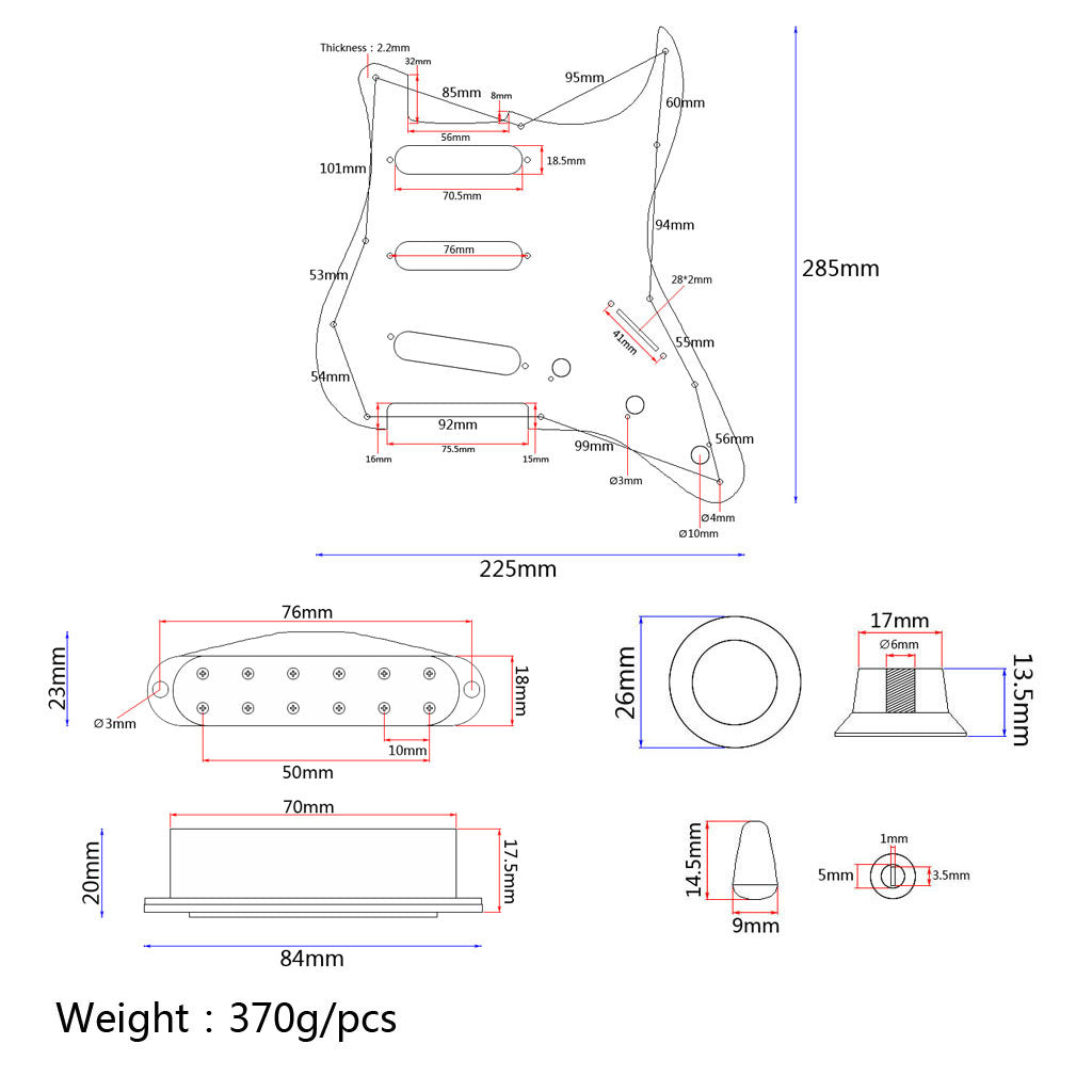 3-ply Loaded Prewired Pickguard SSS