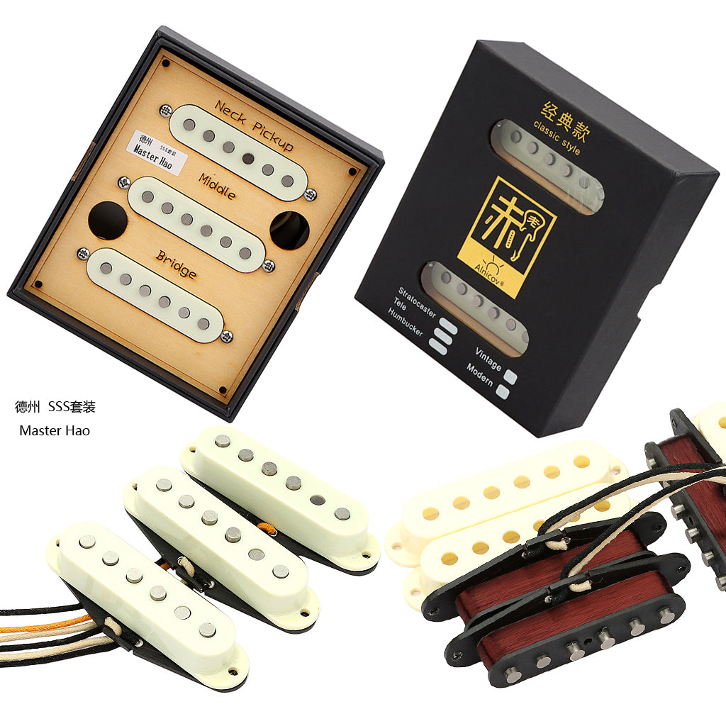 Alnico 5 Vintage Single Coil Pickups SSS Set for Stratocaster Electric Guitar Aged White