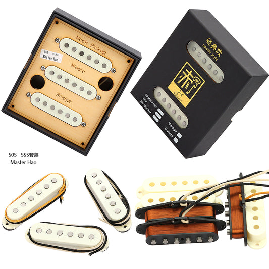 Alnico 5 Vintage 50 Single Coil Pickups SSS Set for Stratocaster Electric Guitar Aged White