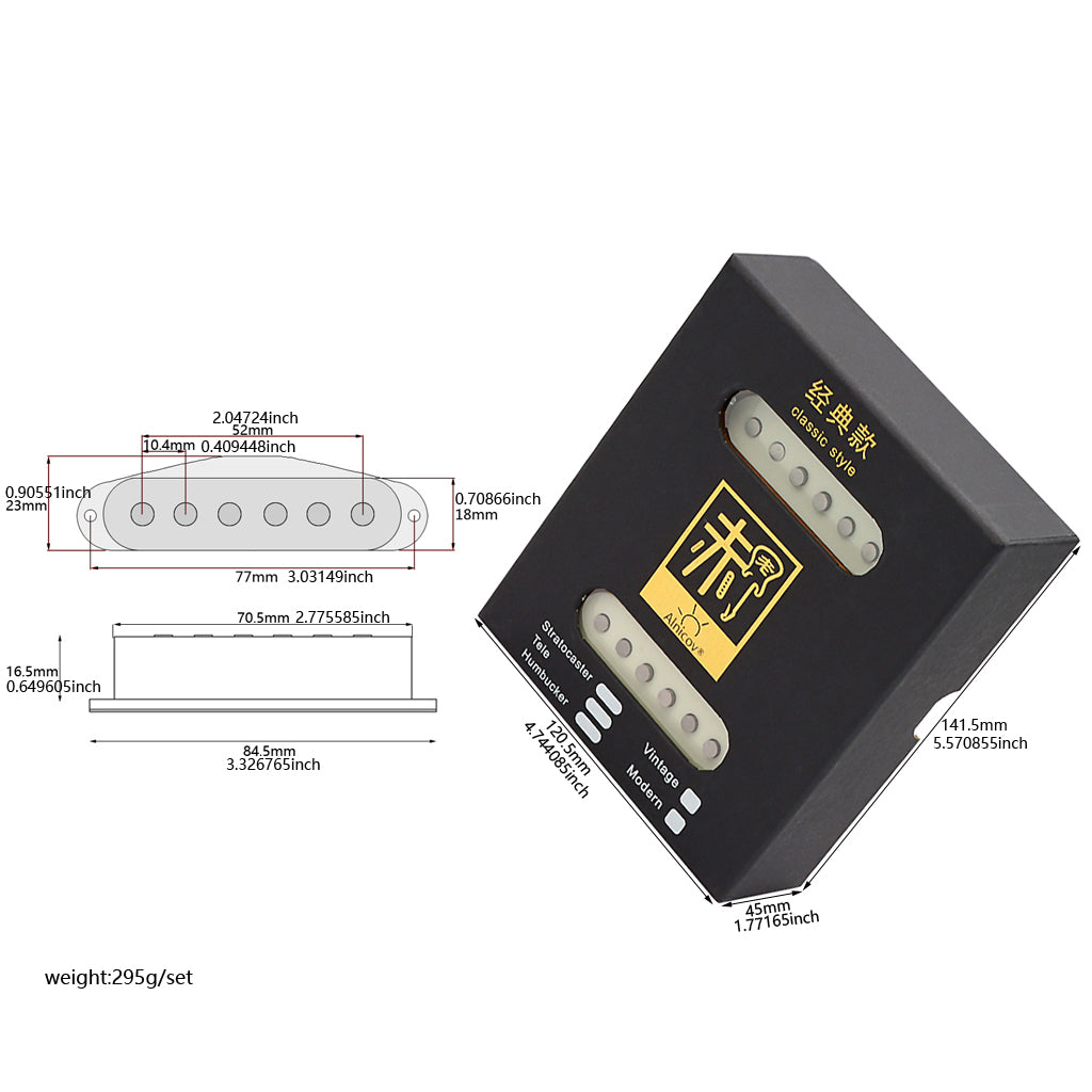 Alnico 5 Vintage 54 Single Coil Pickups SSS Set for Stratocaster Electric Guitar Aged White