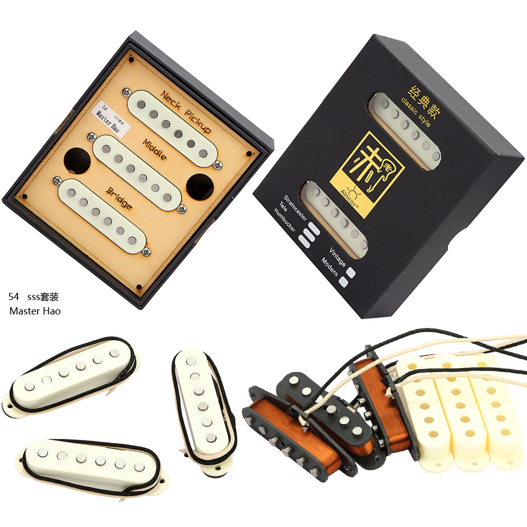 Alnico 5 Vintage 54 Single Coil Pickups SSS Set for Stratocaster Electric Guitar Aged White