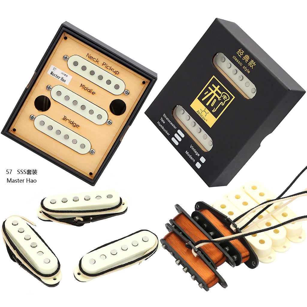 Alnico 5 Vintage 57 Single Coil Pickups SSS Set for Stratocaster Electric Guitar Aged White