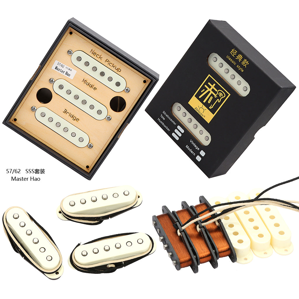 Alnico 5 Vintage 57/62 Single Coil Pickups SSS Set for Stratocaster Electric Guitar Aged White