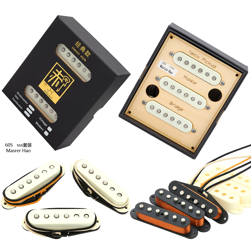 Alnico 5 Vintage 60 Single Coil Pickups SSS Set for Stratocaster Electric Guitar Aged White