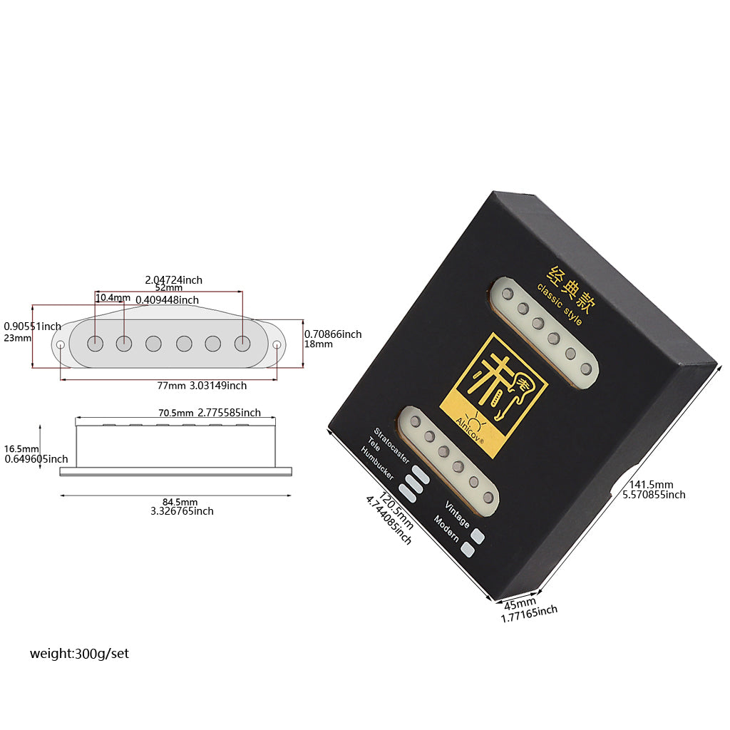 Alnico 5 Vintage 60 Single Coil Pickups SSS Set for Stratocaster Electric Guitar Aged White