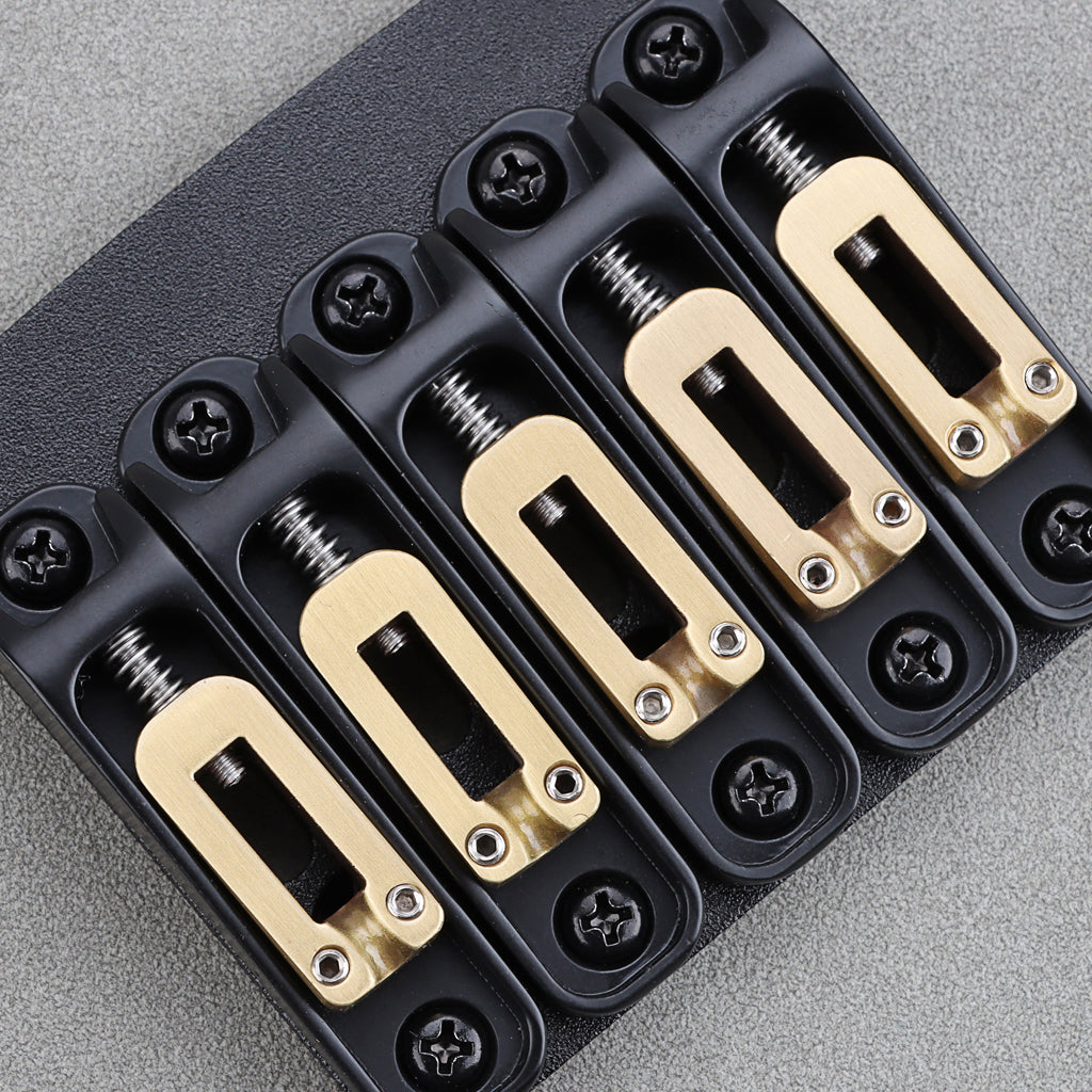 5 String Bass Bridge with Copper Saddles Replacement for Jazz Bass or Precision Electric Instruments Black