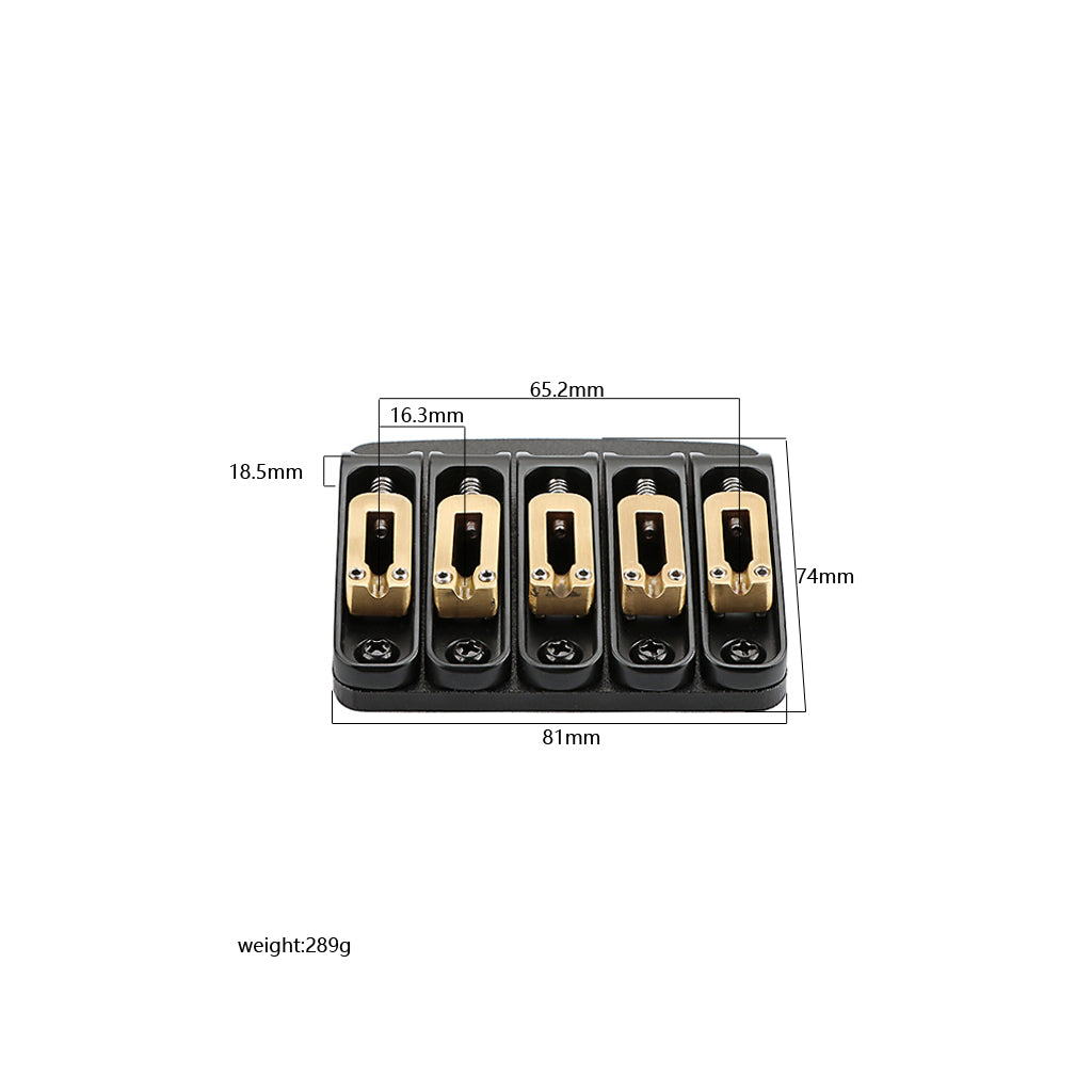 5 String Bass Bridge with Copper Saddles Replacement for Jazz Bass or Precision Electric Instruments Black