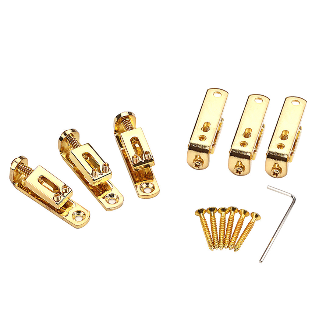 3Pcs/Set Individual Single Bridge Saddles for Electric Guitar Gold