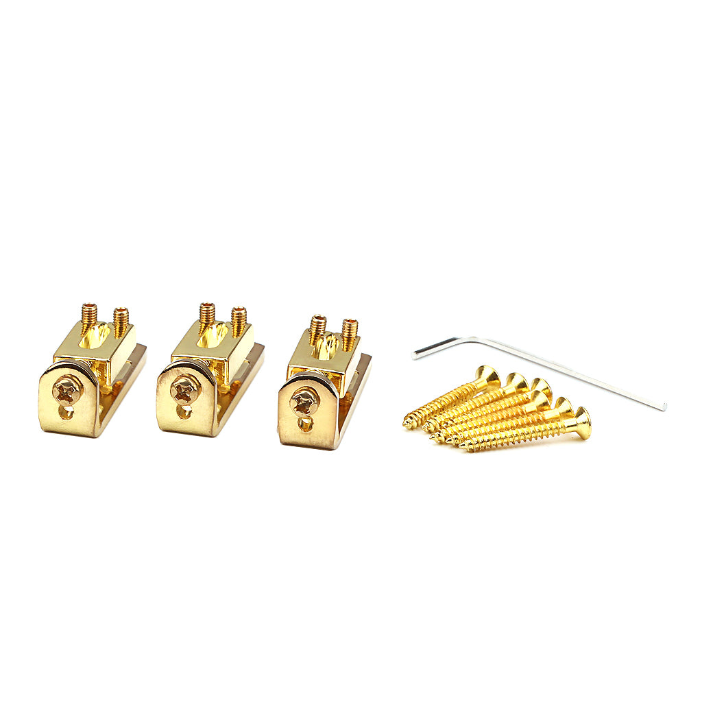 3Pcs/Set Individual Single Bridge Saddles for Electric Guitar Gold