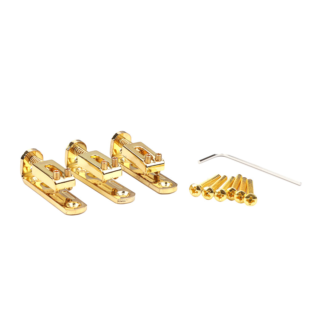 3Pcs/Set Individual Single Bridge Saddles for Electric Guitar Gold