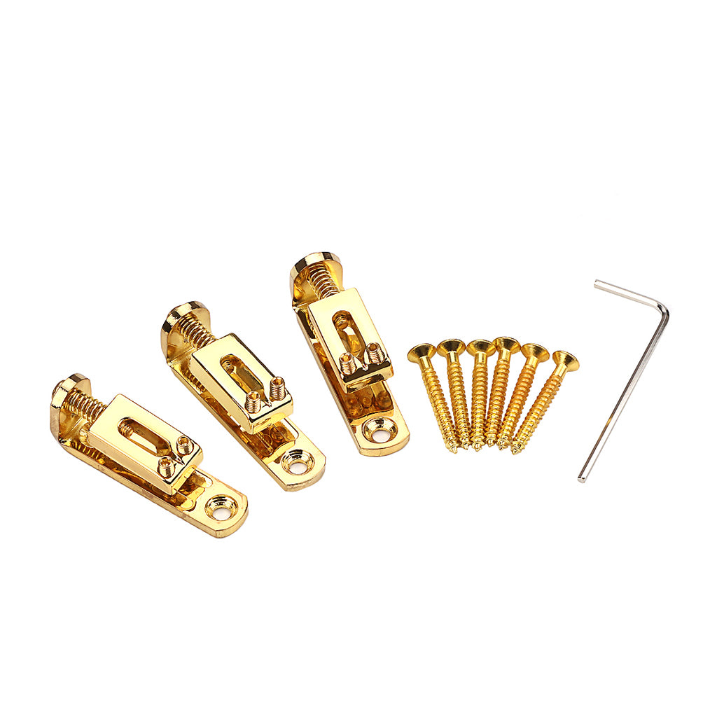 3Pcs/Set Individual Single Bridge Saddles for Electric Guitar Gold