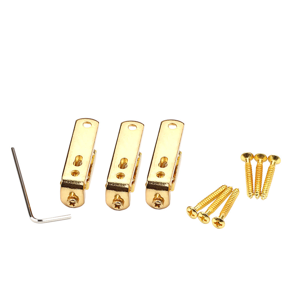 3Pcs/Set Individual Single Bridge Saddles for Electric Guitar Gold